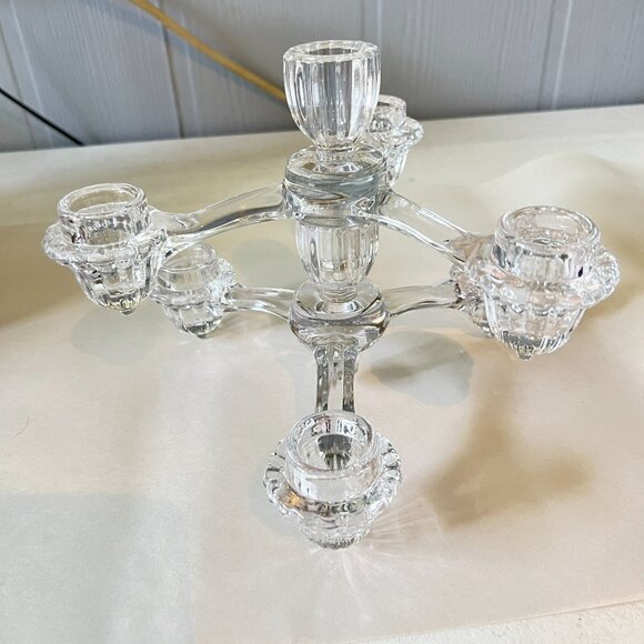 EAPG Cambridge Elegant Glass 3-Arms 4 Candles Holder Set Of 2 Centerpiece Stack - Picture 3 of 8